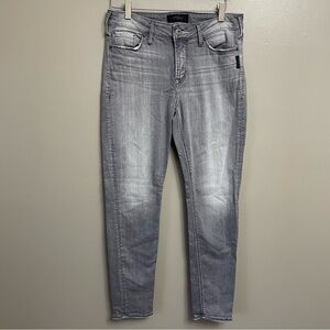 Silver Mazy Gray Mid-Rise Skinny Jeans 29 x 29
